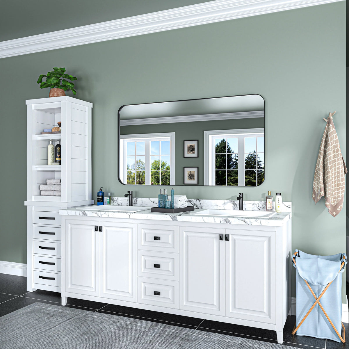 Aluminum Alloy Rounded Corner Vanity Mirror, Modern Wall Mounted Mirror for Bathroom, Bedroom and Home Decor