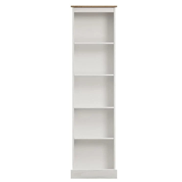 Tall Narrow Wood Bookcase, Slim Freestanding Bookshelf for Small Spaces, Home Office and Living Room