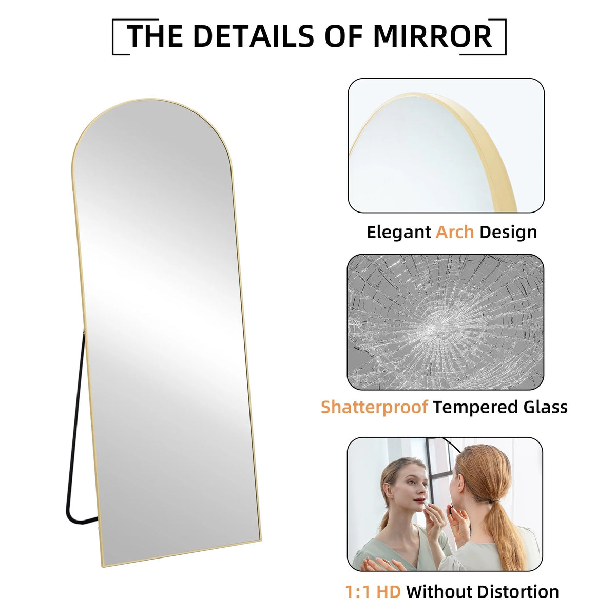64x21 Full Length Floor Mirror, Large Full Body Aluminum Alloy Frame Standing Mirror with Stand and Wall Mount Option