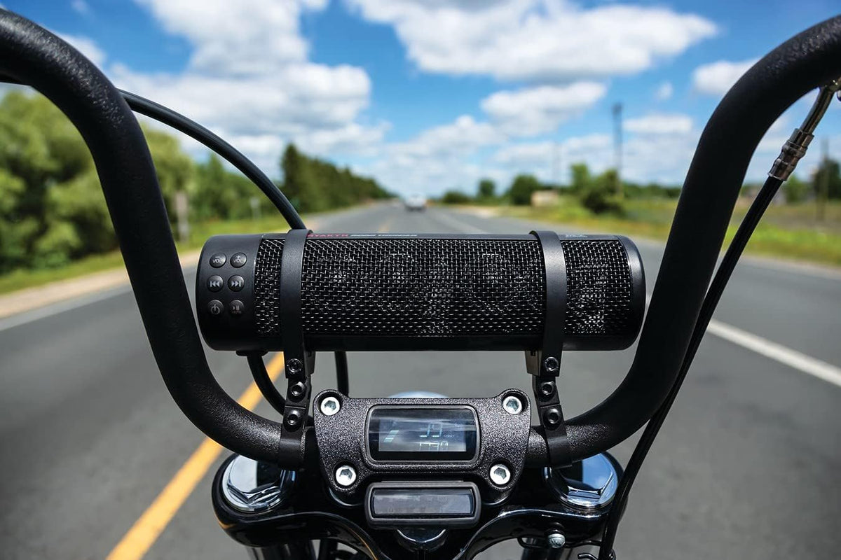300W Waterproof Bluetooth Motorcycle Sound Bar �� Handlebar Mount, Satin Black
