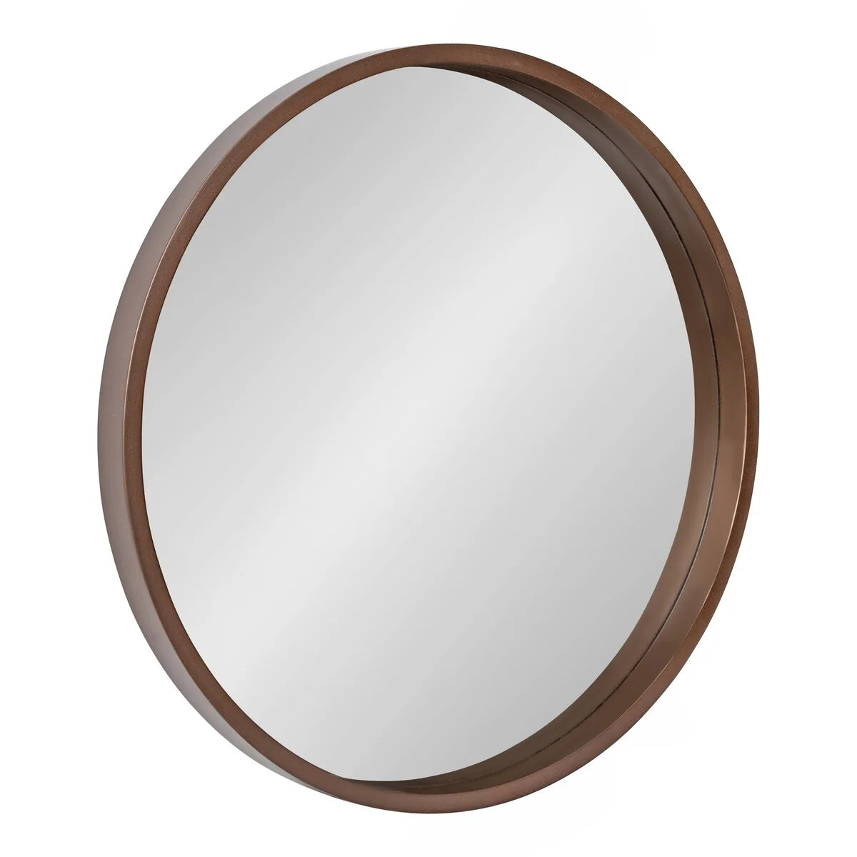 Round Wood Accent Wall Mirror, Modern Decorative Wooden Frame Mirror for Living Room, Bedroom and Entryway