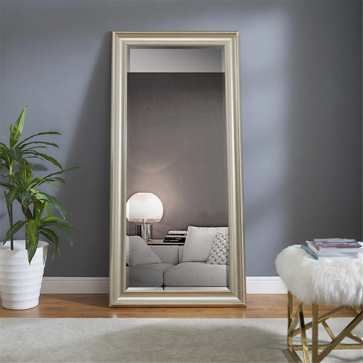 Tall Full Length Mirror, Oversized Rectangle Full Body Wall Mounted Mirror with Smooth Faux Wood Frame