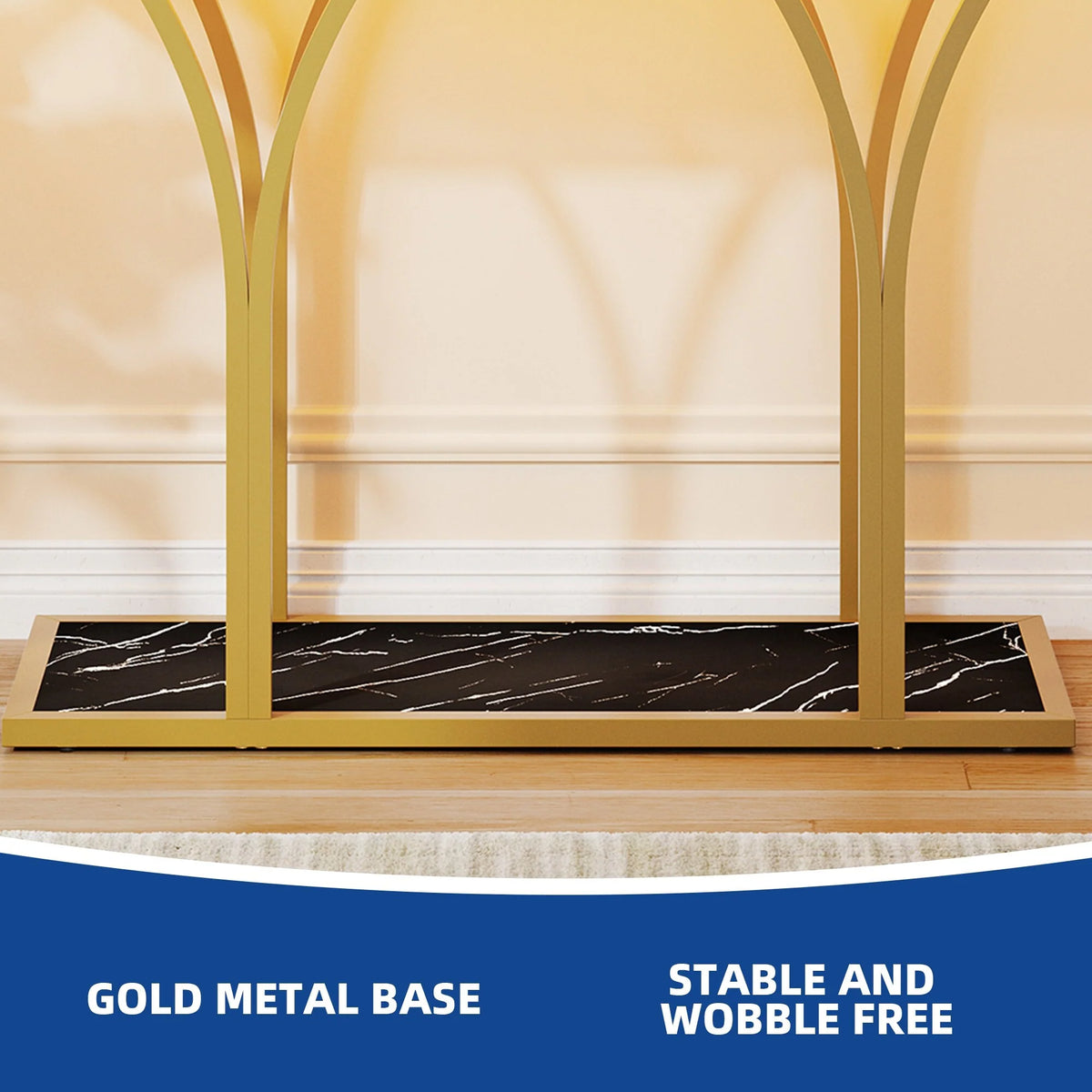 Modern Gold Console Table with Marbled Top, Sofa Table for Entryway and Hallway