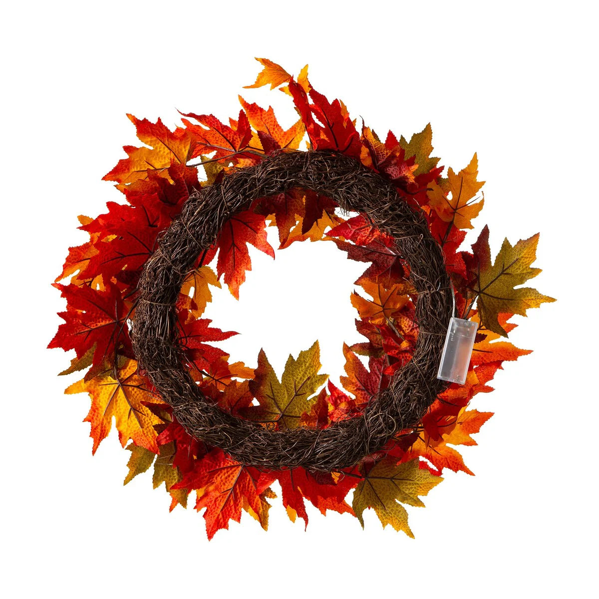 Thanksgiving LED Lighted Fall Maple Leaf Wreath and Garland - Autumn Home Decor