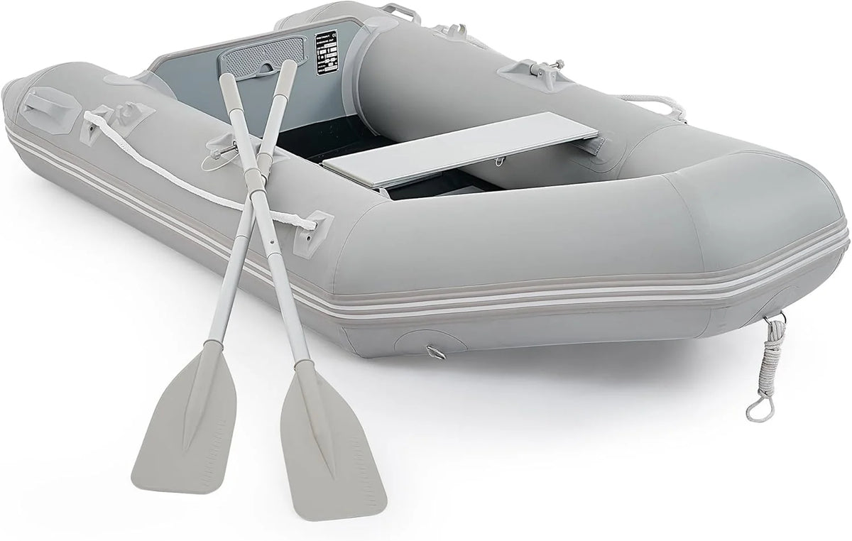 7.5ft Inflatable Dinghy Boat, 2 Person 660lb Transom Sport Tender Boat with Pump Aluminum Oars Floor, Heavy Duty Inflatable Raft Kayak for Adults