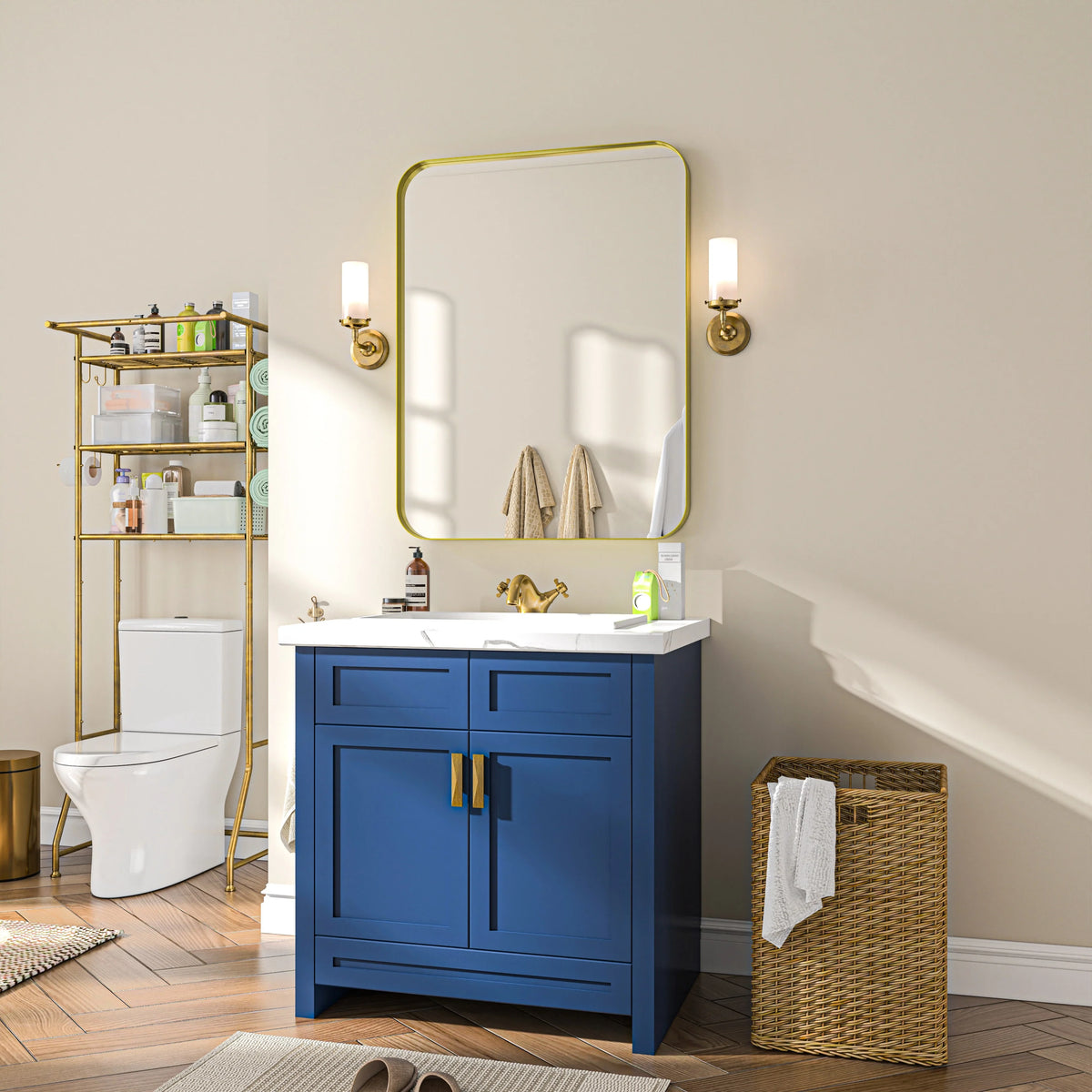 Aluminum Alloy Rounded Corner Vanity Mirror, Modern Wall Mounted Mirror for Bathroom, Bedroom and Home Decor