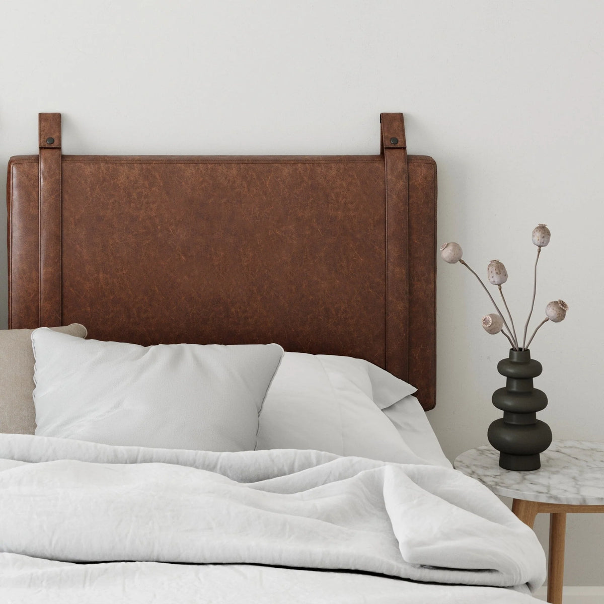 Wall Mount Upholstered Headboard with Metal Rail - Modern Bedroom Headboard