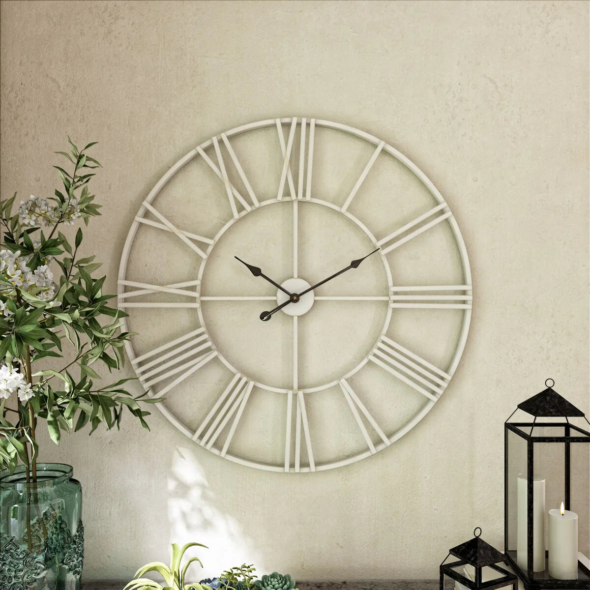 Modern Round Metal Wall Clock, Decorative Circular Hanging Clock for Living Room, Bedroom and Office