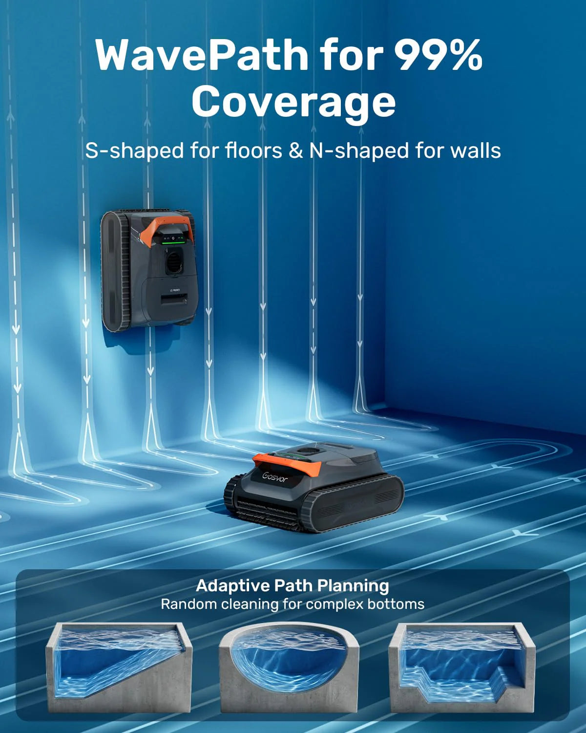 Cordless Robotic Pool Vacuum Cleaner, Smart Navigation with Wall and Waterline Cleaning