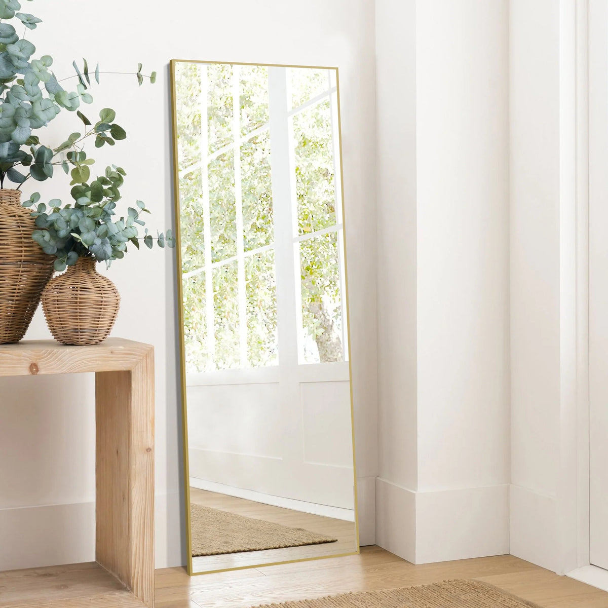 64x21 Full Length Floor Mirror, Large Full Body Aluminum Alloy Frame Standing Mirror with Stand and Wall Mount Option
