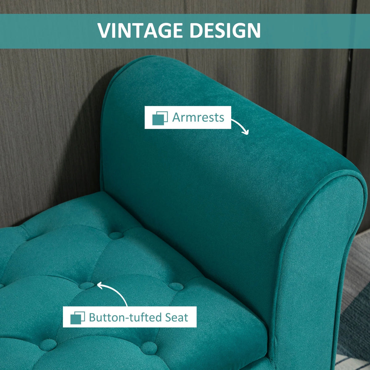 Button-Tufted Storage Ottoman Bench, Upholstered Bed Bench with Rolled Armrests for Bedroom, Living Room and Hallway