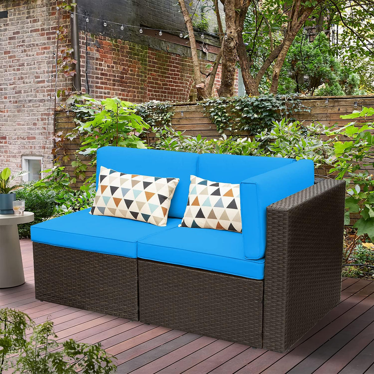 5-Piece All-Weather Patio Furniture Set with Cushions, Outdoor Wicker Conversation Sofa Set for Garden, Deck & Backyard