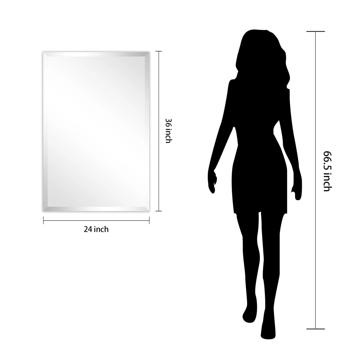 Frameless Beveled Prism Wall Mirror, Clear Square or Rectangular Decorative Mirror for Bathroom, Bedroom and Home Decor