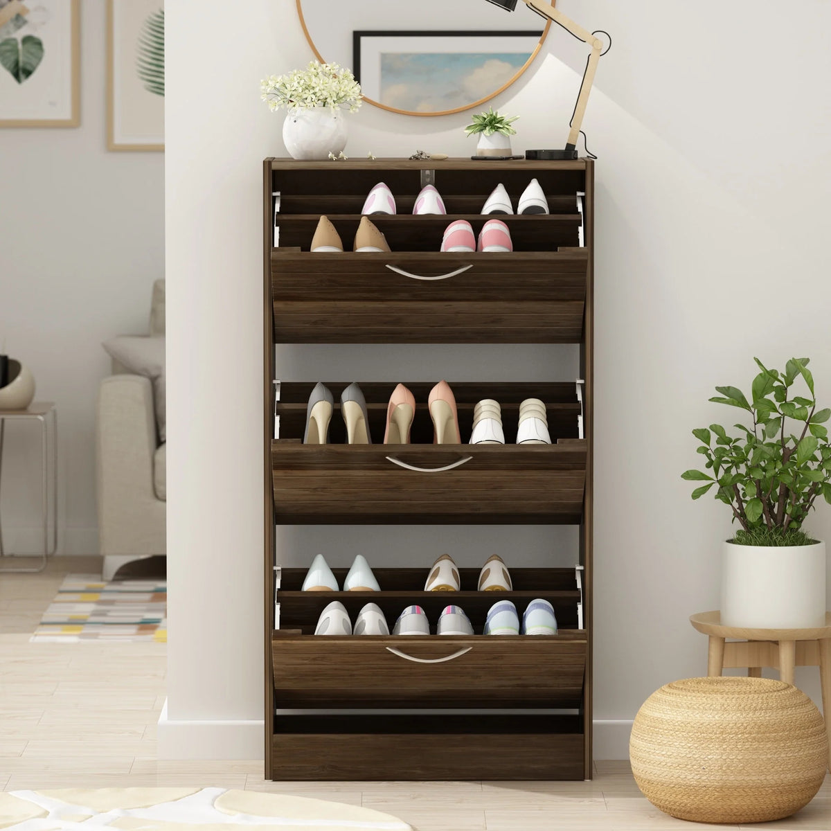 Modern Shoe Storage Cabinet for Entryway and Hallway, Space-Saving Shoe Organizer
