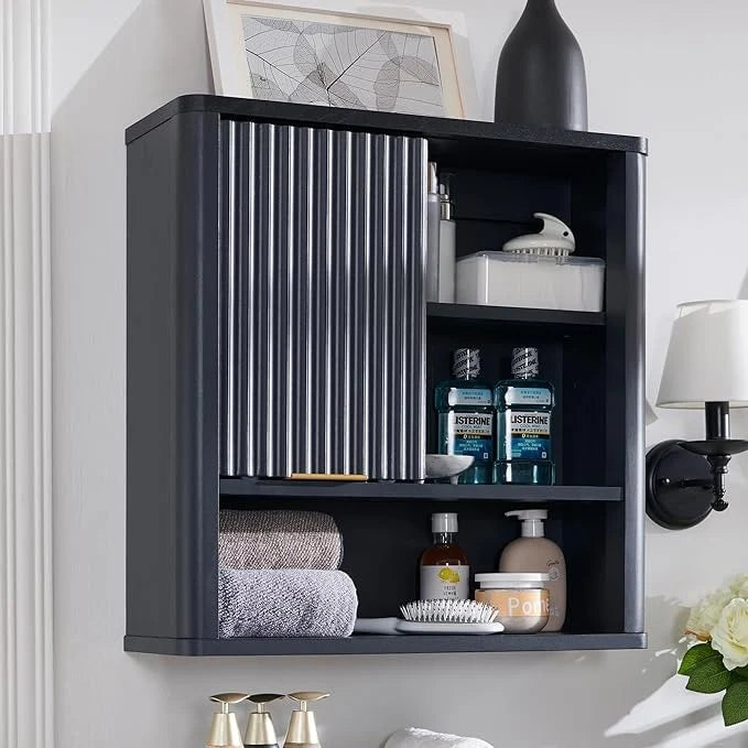 Modern Bathroom Wall Cabinet, Wall Mounted Medicine Storage Organizer with Shelves for Home Organization