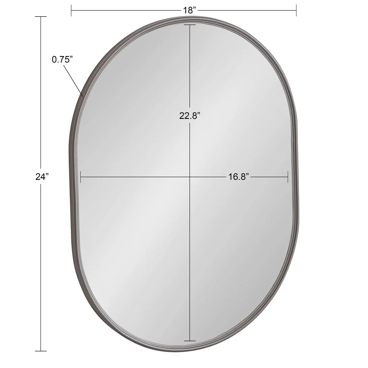 Modern Capsule Framed Wall Mirror, Decorative Oval Accent Mirror for Living Room, Bedroom and Entryway