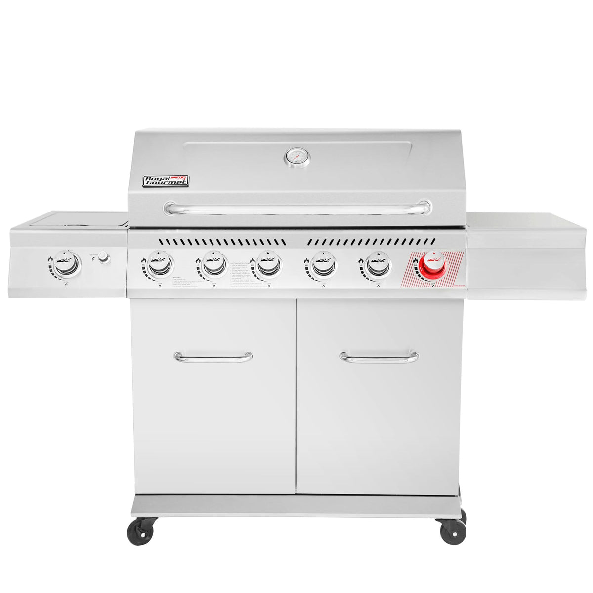 Stainless Steel 6-Burner Gas Grill �� 74,000 BTU with Sear & Side Burner, Cabinet Style