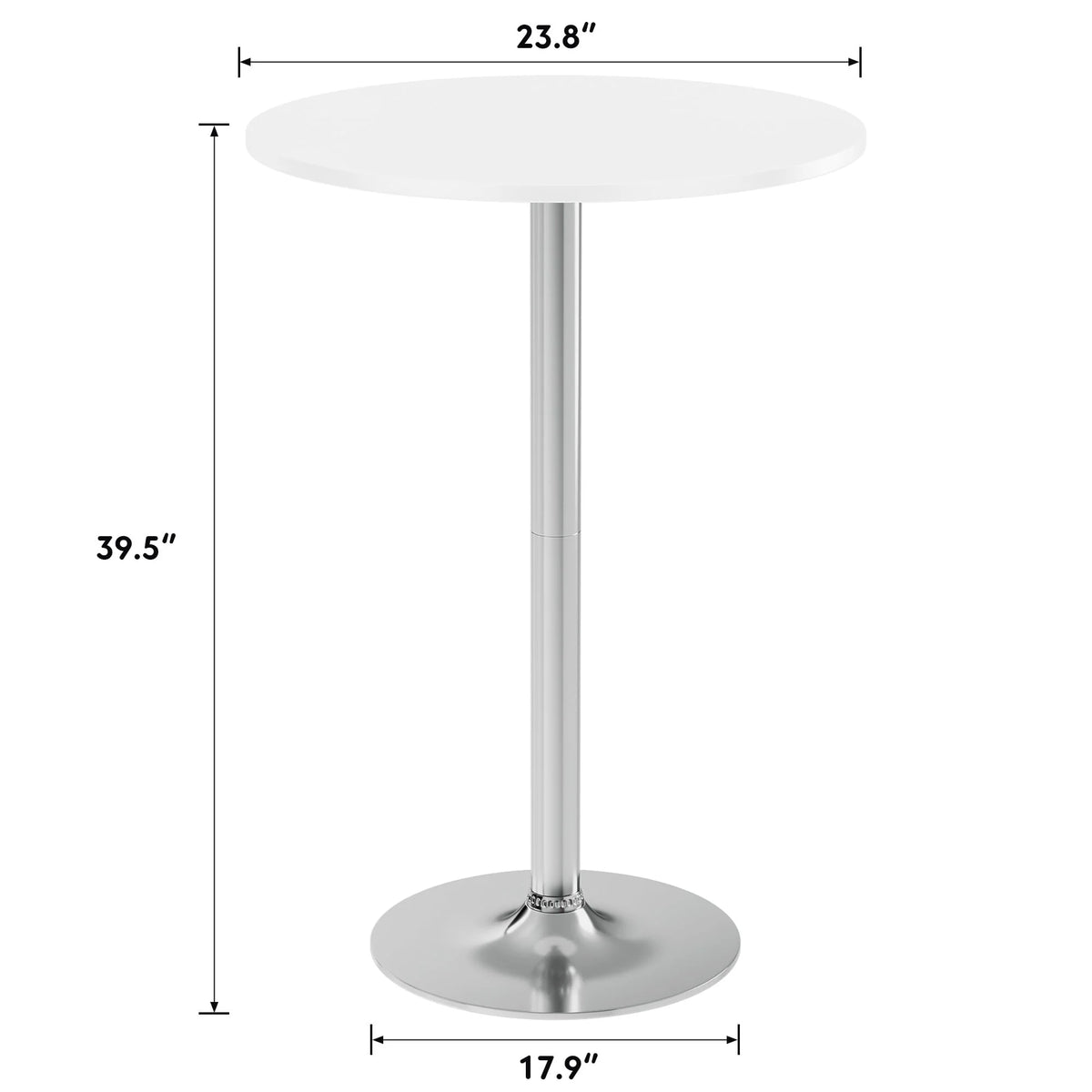 Round Bistro Pub Table, Bar Height Cocktail Table with Metal Base and MDF Top, 23.8 Inch
