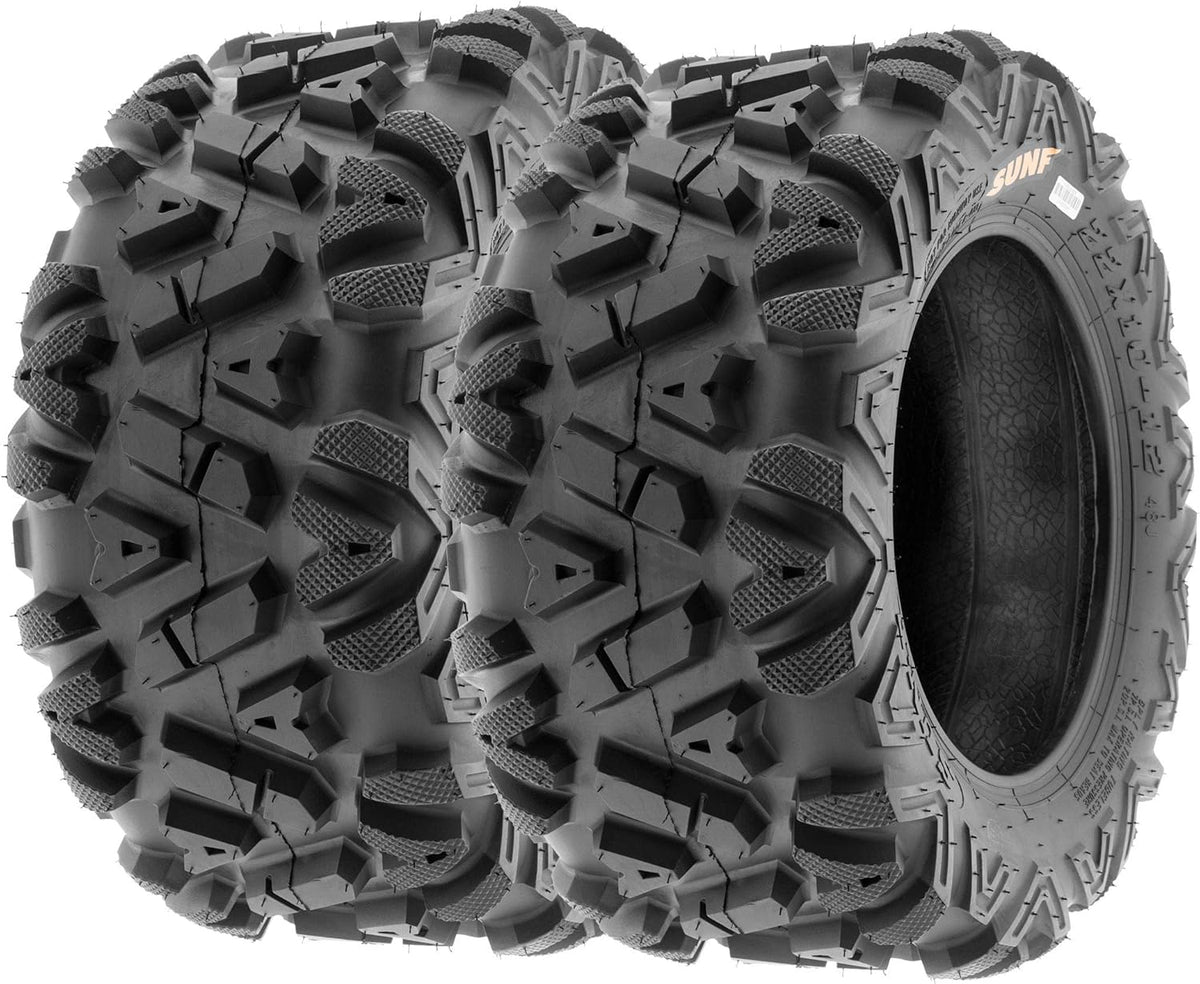 ATV UTV All-Terrain Tires Set of 4, 25X8-12 Front & 25X10-12 Rear Off-Road Replacement Tires