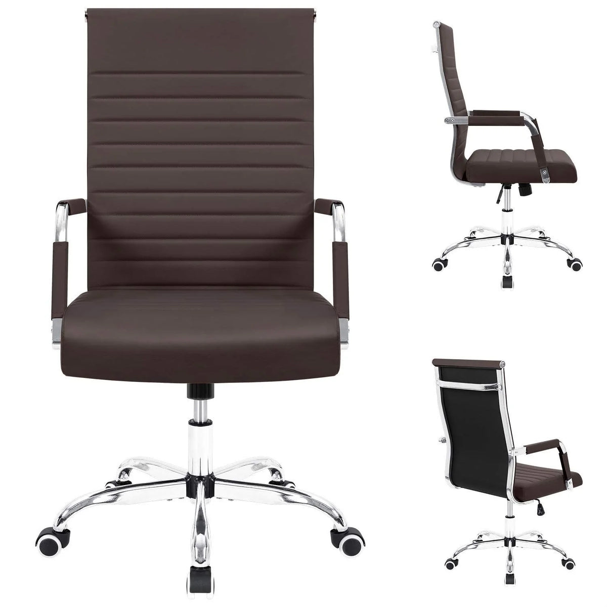 Ergonomic Ribbed Office Chair, Modern Computer Desk Chair with Comfortable Upholstered Seat for Home and Office