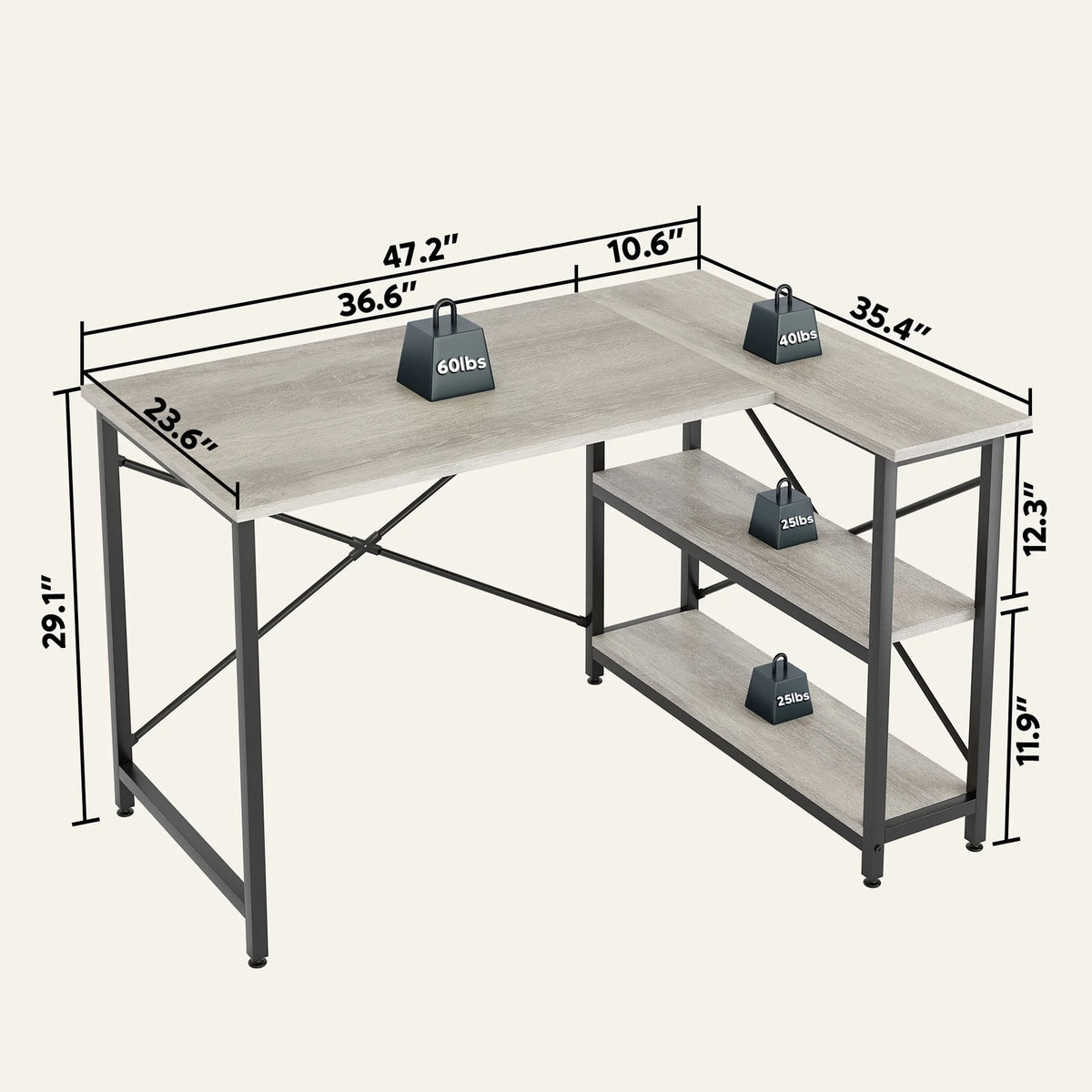 Small L Shaped Computer Desk with Storage Shelves, Compact Corner Workstation for Home Office and Study