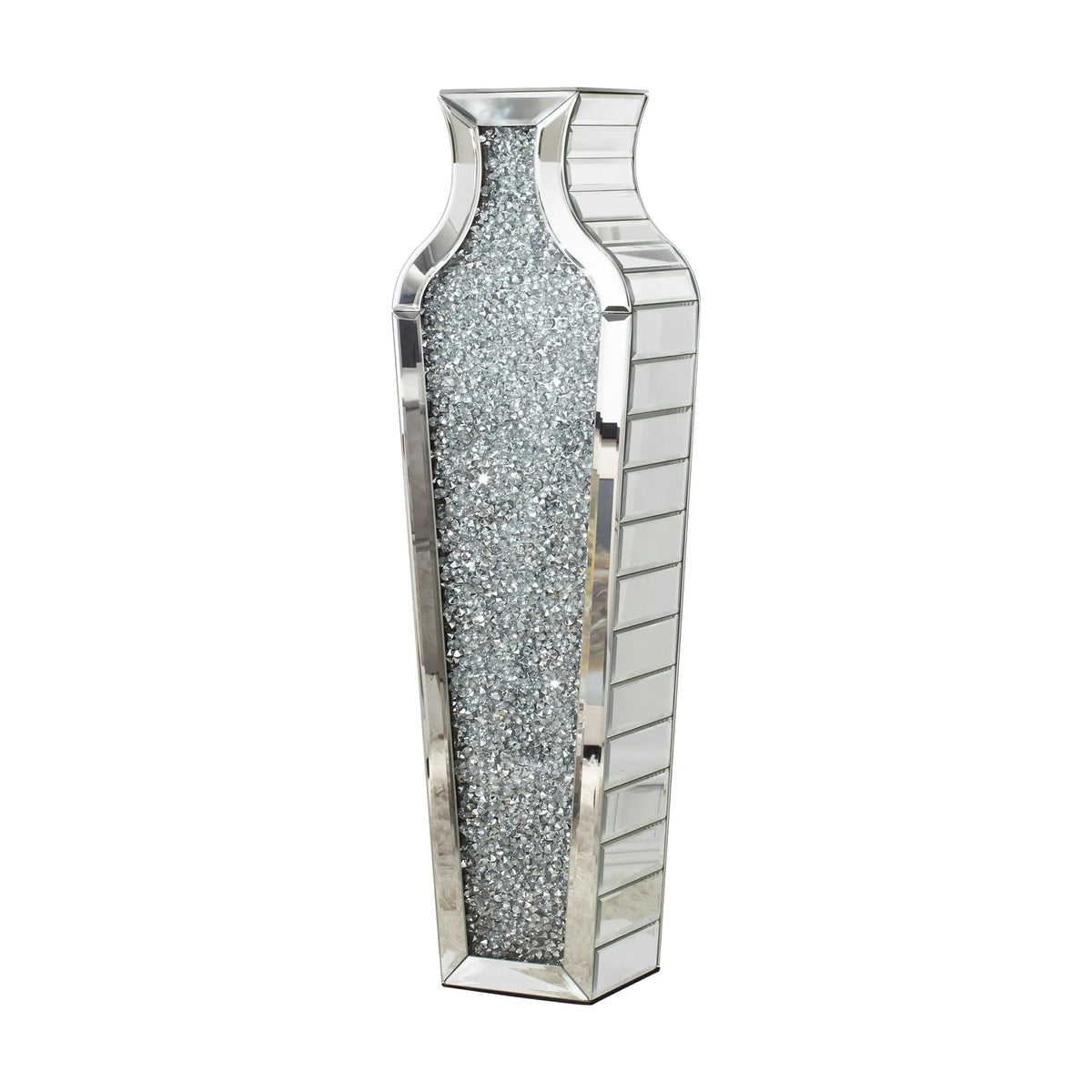Tall Crushed Diamond Floor Vase, Luxury Decorative Crystal Accent Vase for Living Room, Bedroom and Home Decor