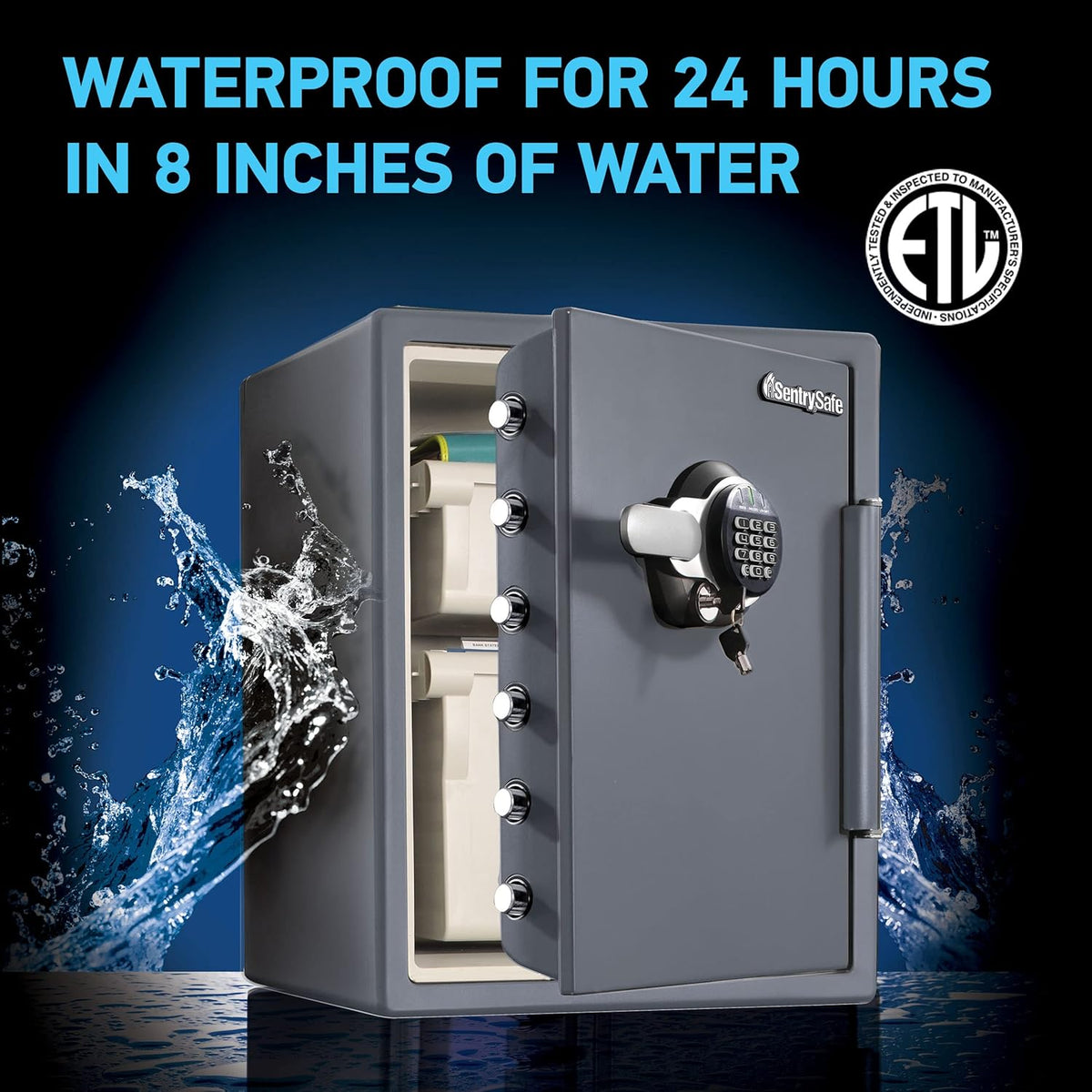 1.23 Cu Ft Waterproof and Fireproof Digital Safe Box, Alloy Steel Security Safe for Home and Office
