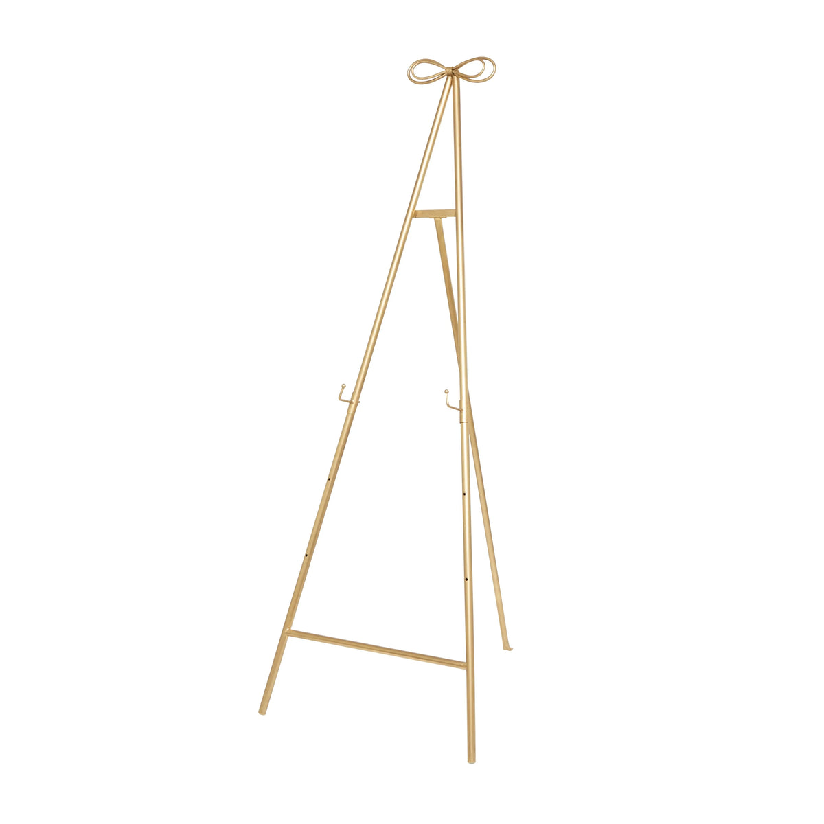 Tall Adjustable 3-Tier Metal Display Stand, Gold Floor Easel with Bow Top
