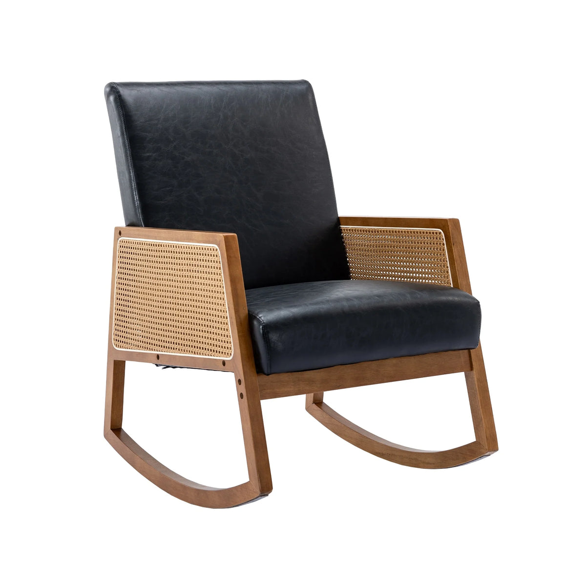 Upholstered Tall Back Rocking Chair, Smooth Gliding Accent Armchair for Comfortable Living Room Seating