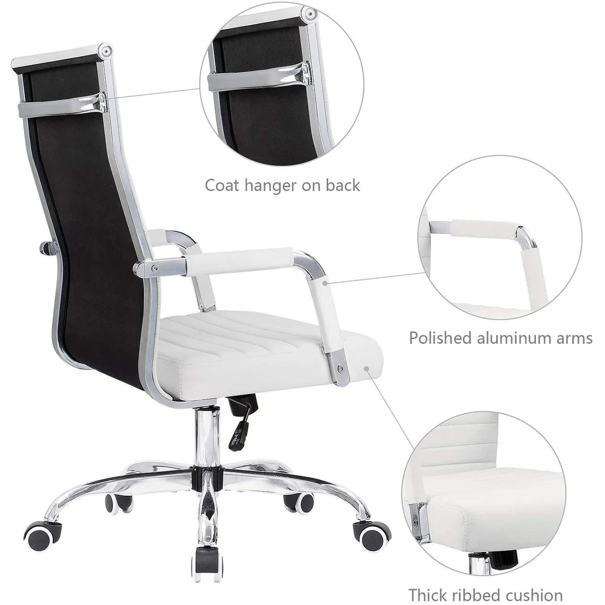 Ergonomic Ribbed Office Chair, Modern Computer Desk Chair with Comfortable Upholstered Seat for Home and Office