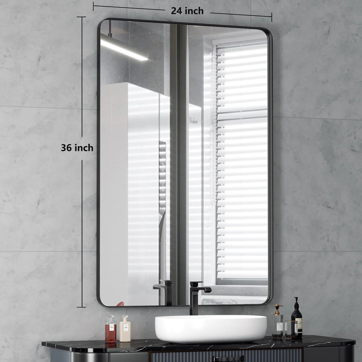 Wall Mirror Vanity Mirror, Bathroom Mirror with Rounded Corners, 1 Piece