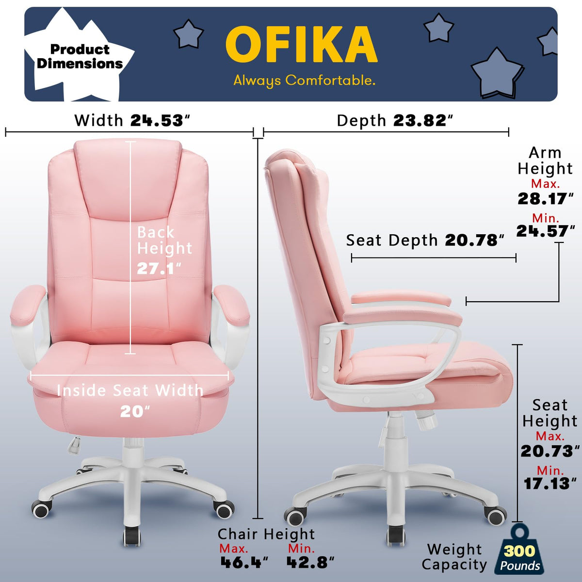 400 LBS Big and Tall Office Chair, Heavy Duty Ergonomic Computer Desk Chair for Home Office and Workspace