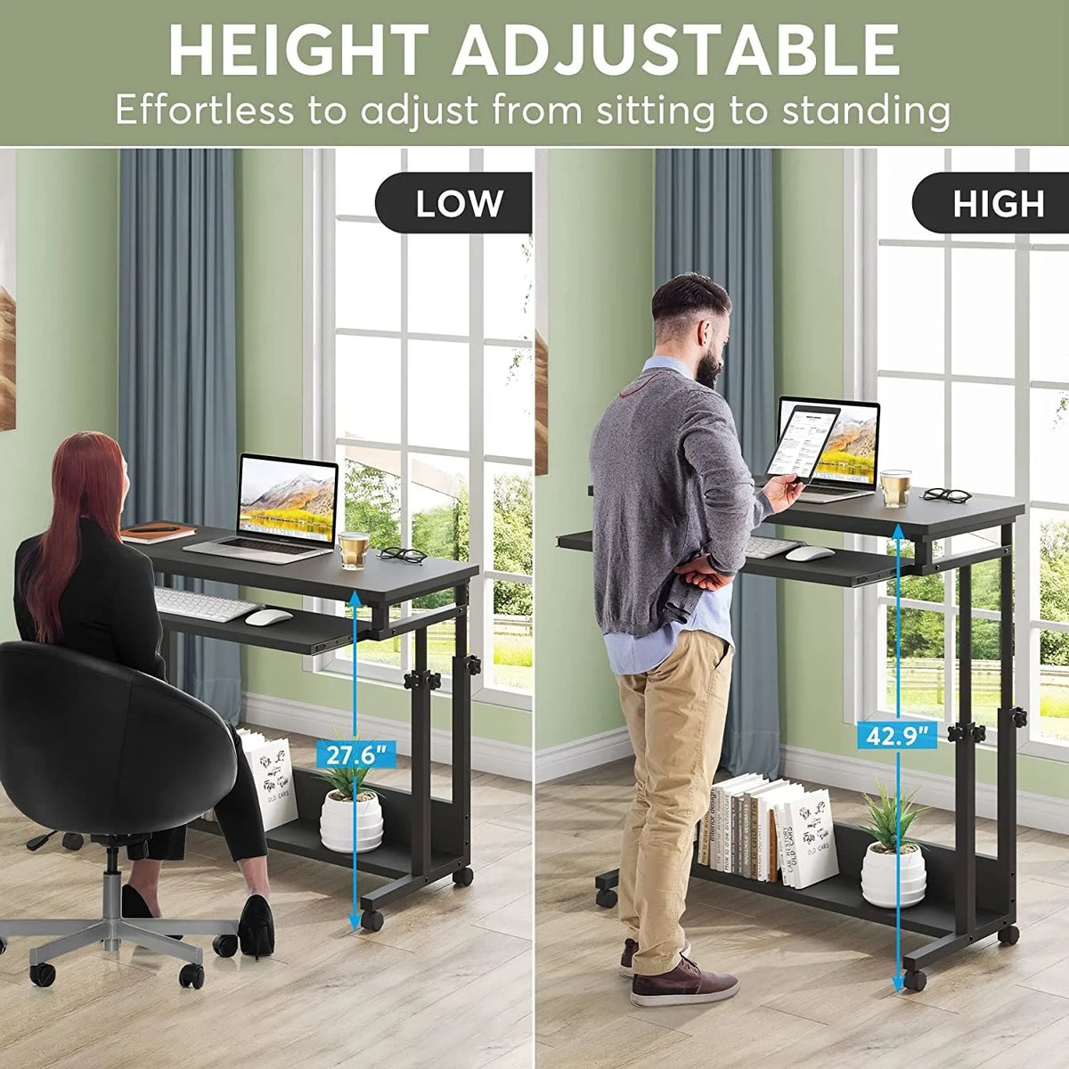 Height Adjustable Laptop Desk, Portable Sofa and Bed Table for Work and Study