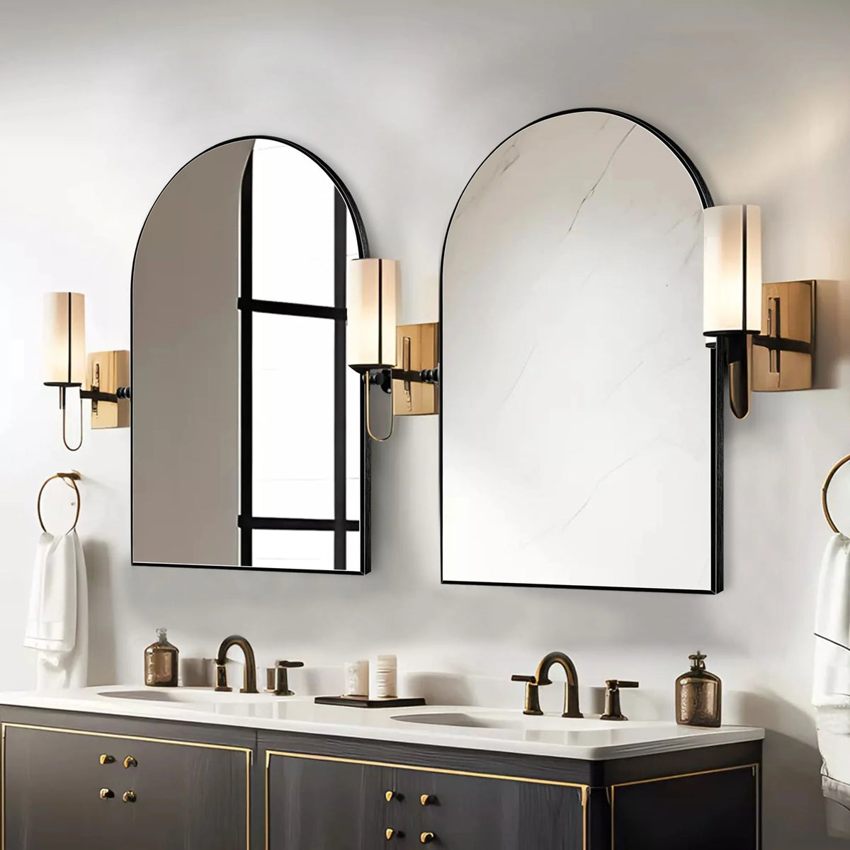 Modern Arch Aluminum Bathroom Wall Mirror, Wall Mounted Vanity Mirror for Bathroom, Bedroom and Home Decor