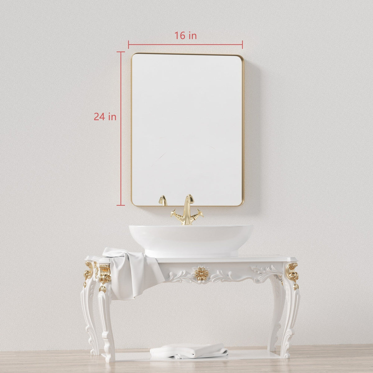 Wall Mirror Vanity Mirror, Bathroom Mirror with Rounded Corners, 1 Piece