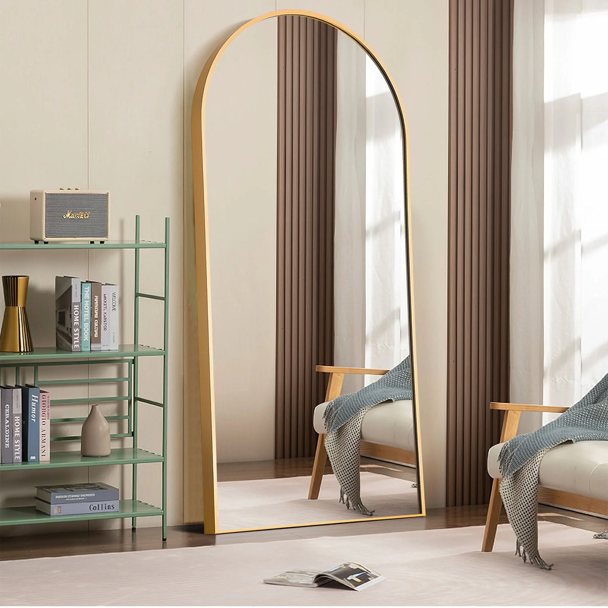 Arched Full Length Floor Mirror, Large Full Body Standing and Wall Mounted Mirror for Bedroom, Living Room and Home Decor