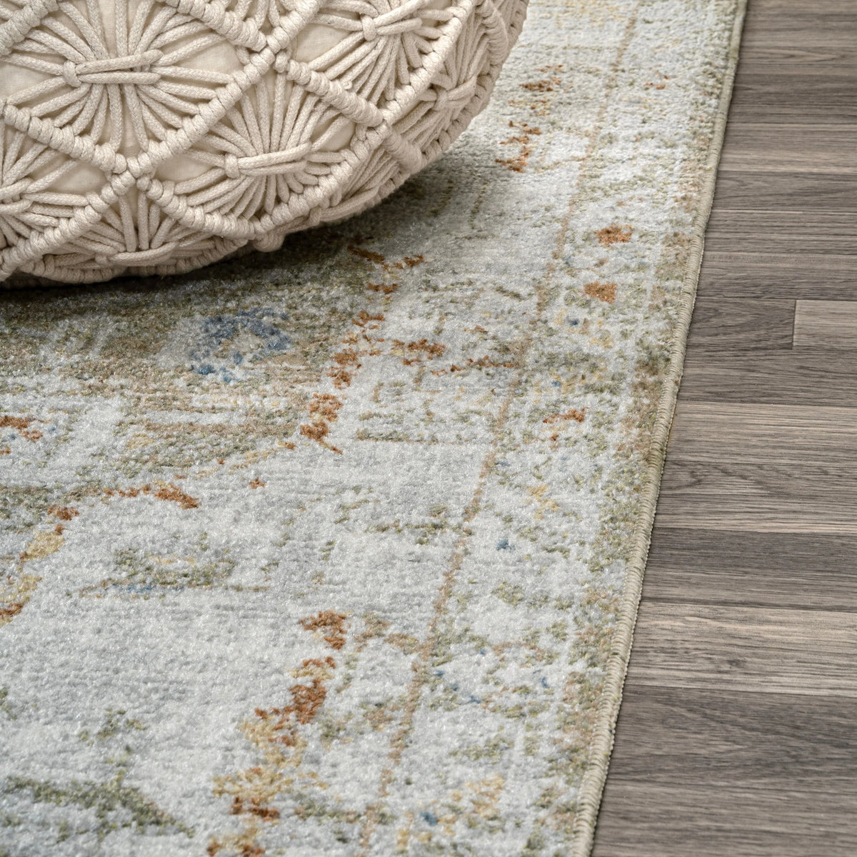 Bohemian Medallion Low-Pile Machine-Washable Area Rug, Cream and Terra