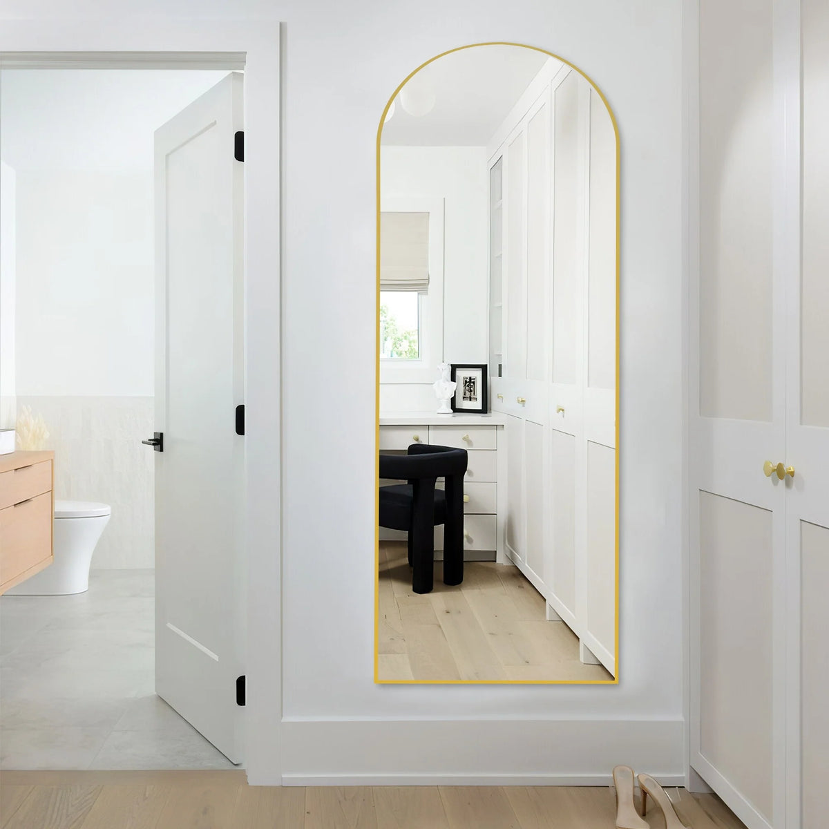 64x21 Full Length Floor Mirror, Large Full Body Aluminum Alloy Frame Standing Mirror with Stand and Wall Mount Option