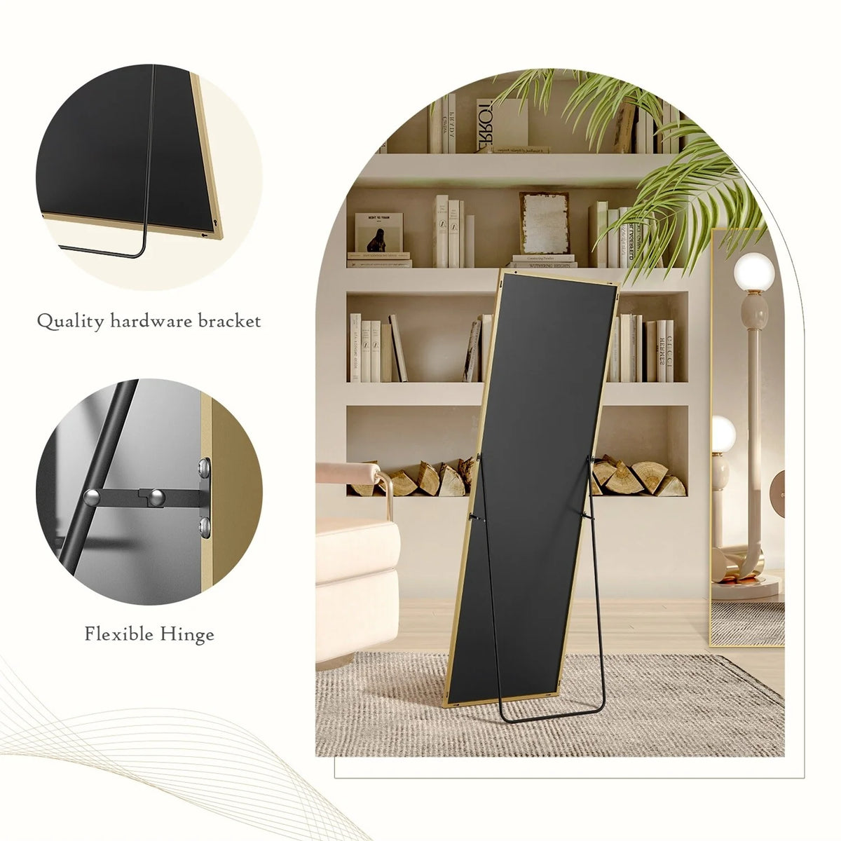 Full Length Mirror with Stand, Aluminum Alloy Frame Full Body Floor Mirror for Bedroom and Cloakroom