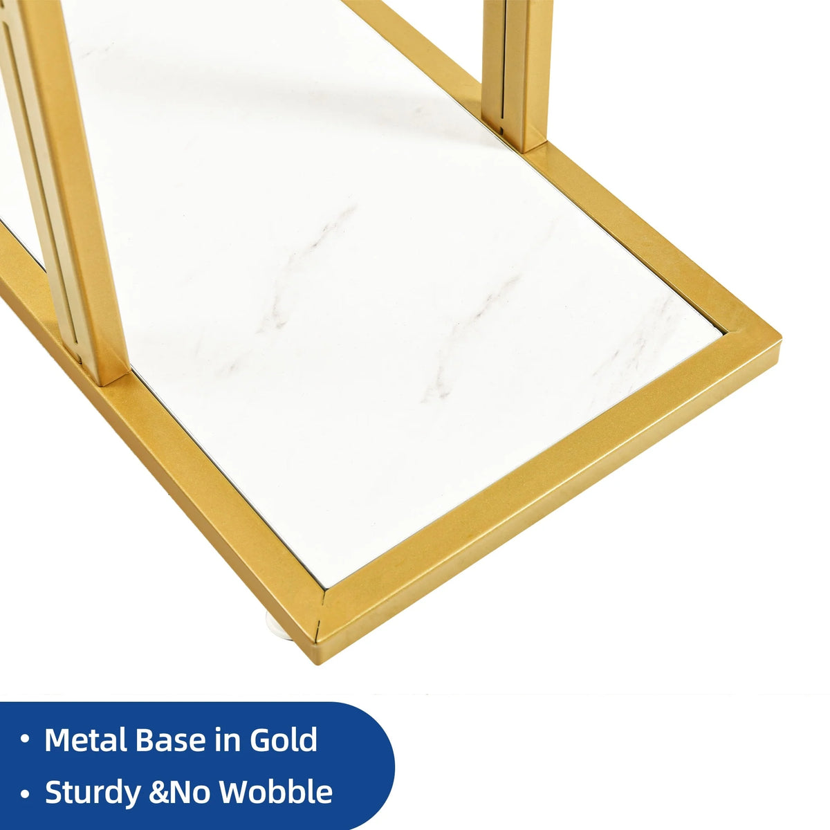 Modern Gold Console Table with Marbled Top, Sofa Table for Entryway and Hallway