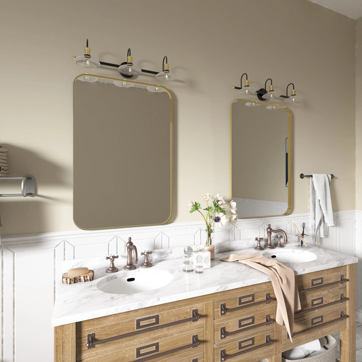 Aluminum Alloy Rounded Corner Vanity Mirror, Modern Wall Mounted Mirror for Bathroom, Bedroom and Home Decor