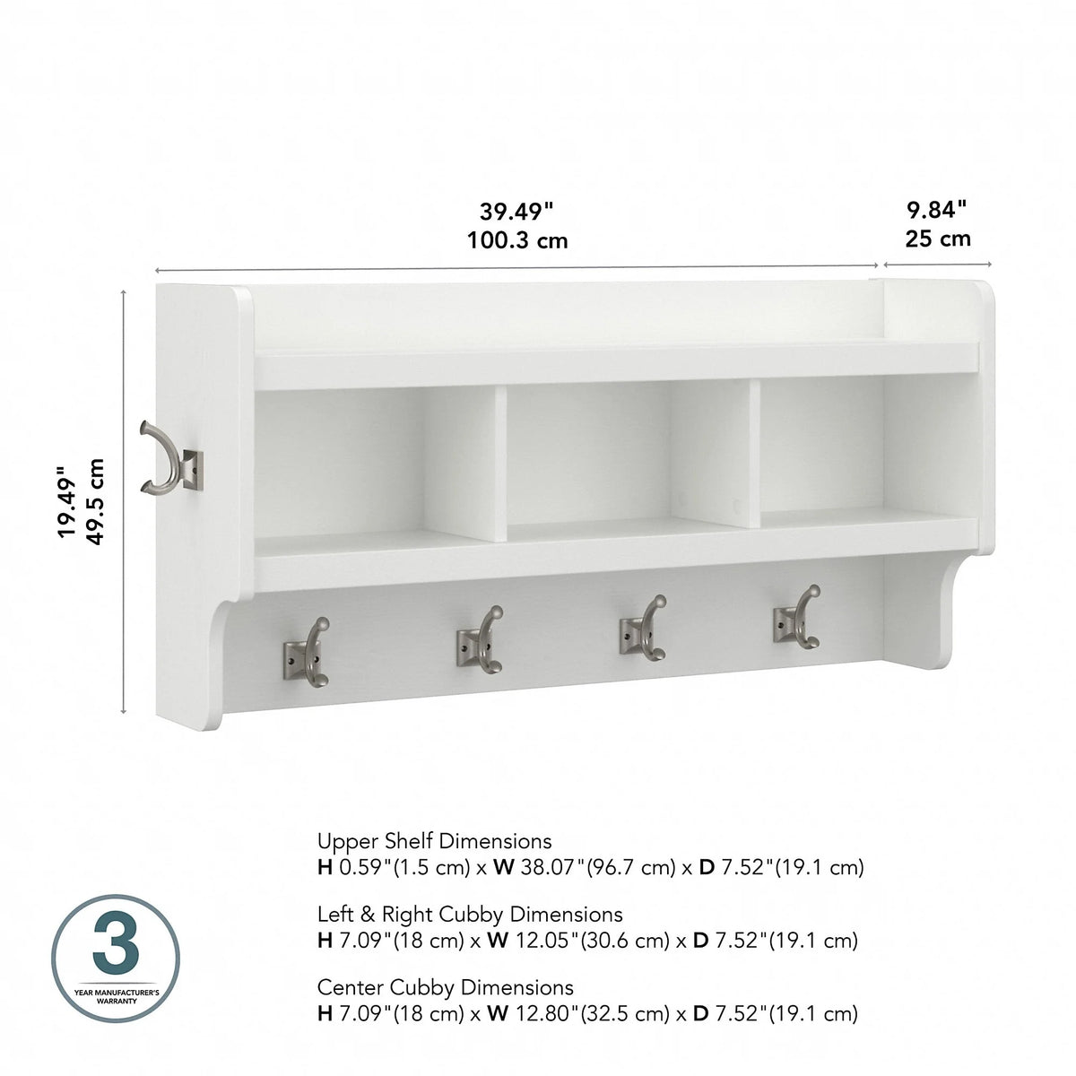 40 Inch Wall Mounted Coat Rack with Shelf, Wooden Entryway Storage and Hanging Organizer