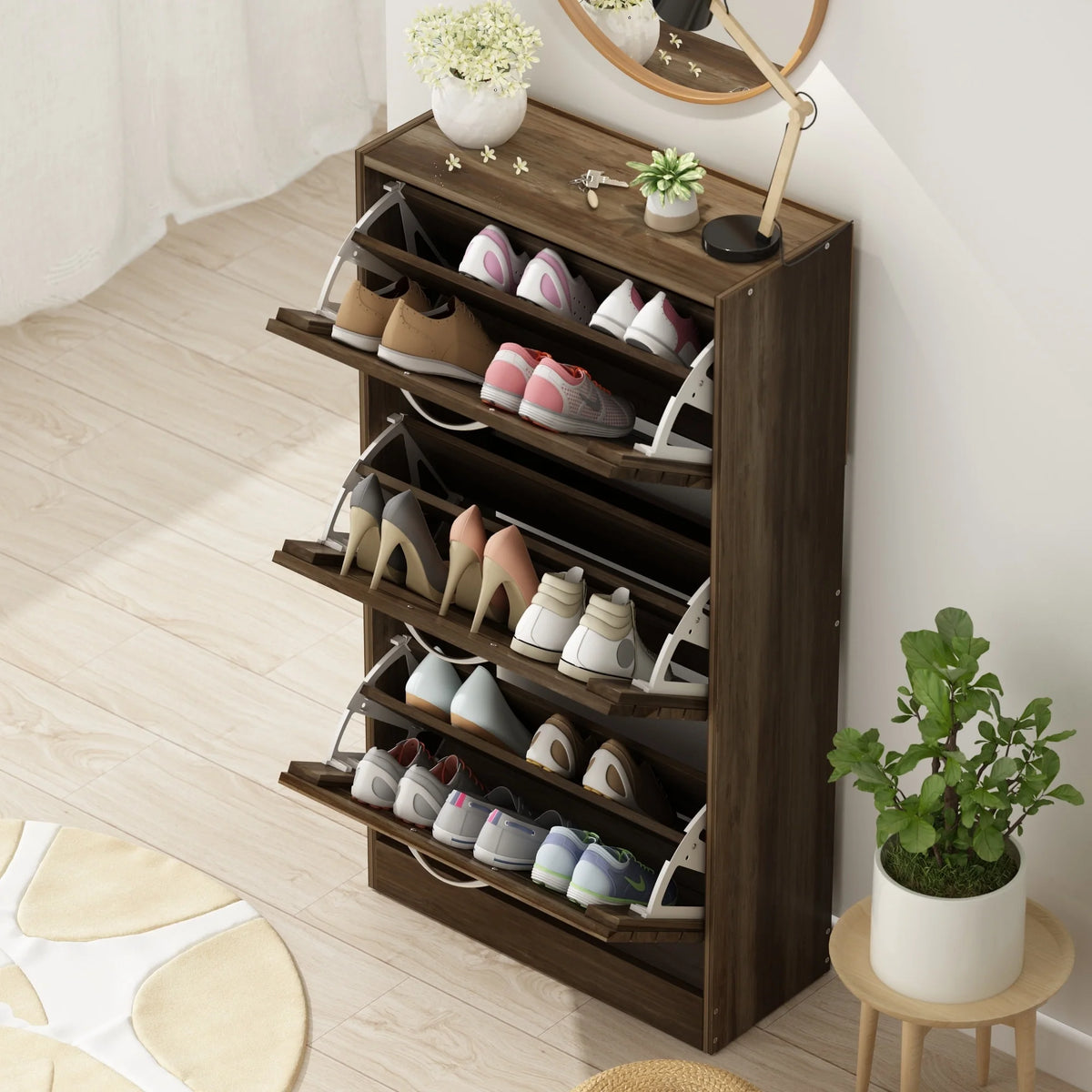 Modern Shoe Storage Cabinet for Entryway and Hallway, Space-Saving Shoe Organizer