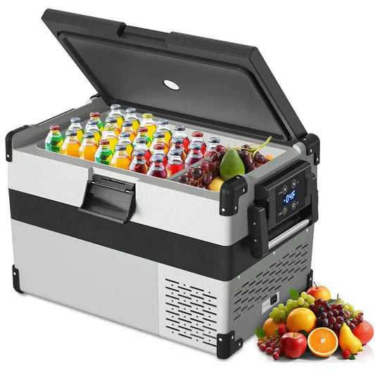 12 Volt Refrigerator, 34 Quarts Car Refrigerator (-4℉~50℉), Portable Car Freezer Fridge with 12/24V DC 100/240V AC Adapter for Camping and Truck RV Van Boat Home Use (34Quarts-32L)
