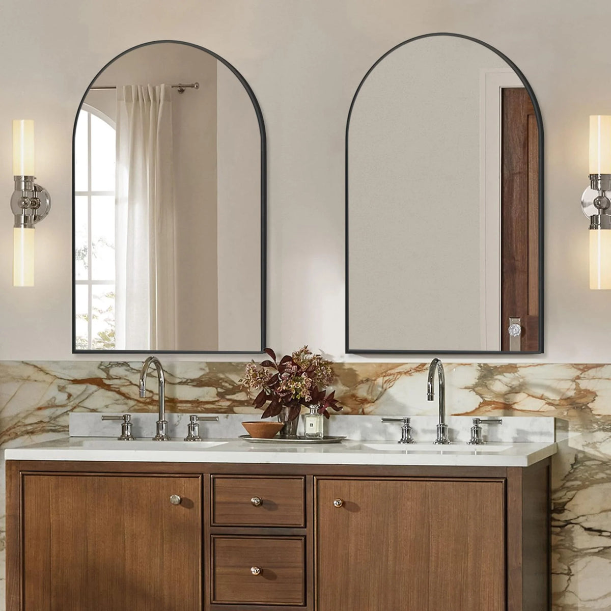2 Pack 36x24 Inch Arched Bathroom Vanity Mirrors, Wall Mounted Decorative Mirrors for Bathroom and Bedroom