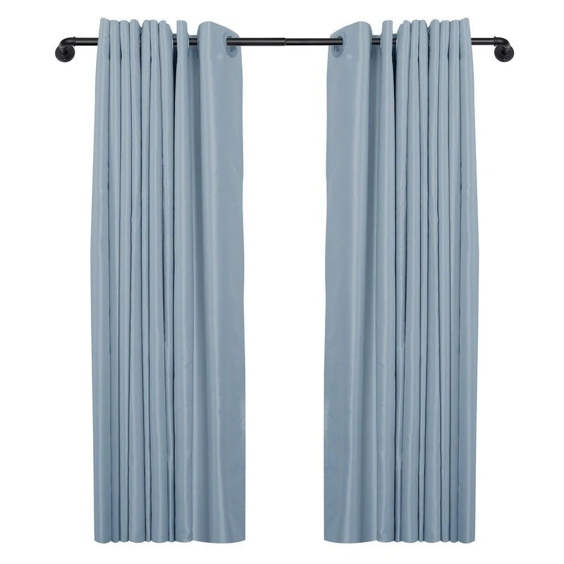 1 Inch Industrial Curtain Rods for Windows, Blackout Wrap-Around Rods, Rustic Matte Black