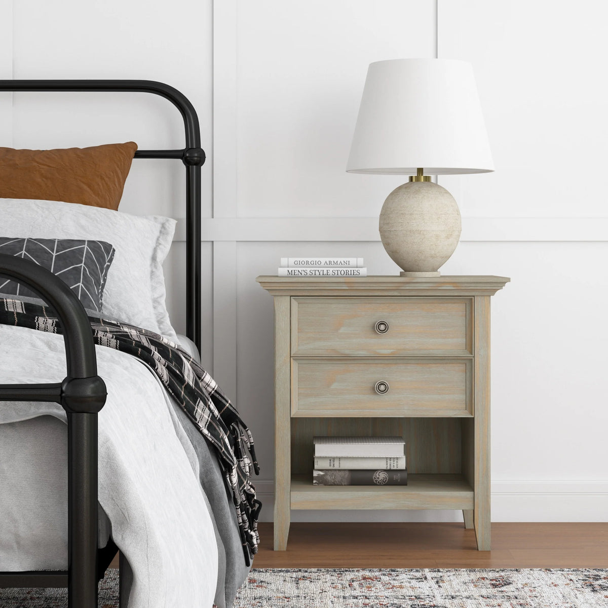 24 Inch Wide Solid Wood Nightstand, Bedside Table and Bedroom End Table