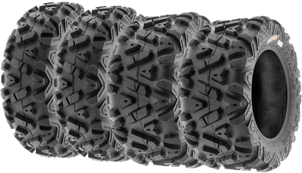 ATV UTV All-Terrain Tires Set of 4, 25X8-12 Front & 25X10-12 Rear Off-Road Replacement Tires