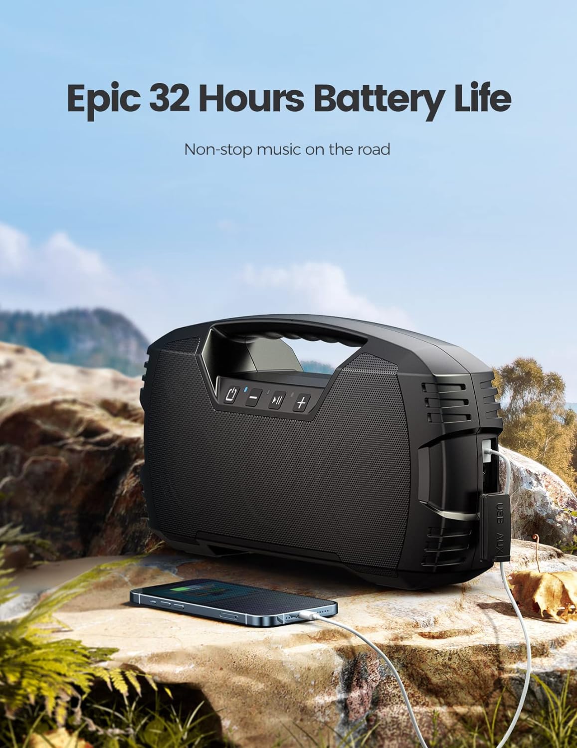 IPX7 Waterproof 40W Bluetooth Speaker, Portable Wireless Outdoor Speaker for Beach, Pool, Travel and Home