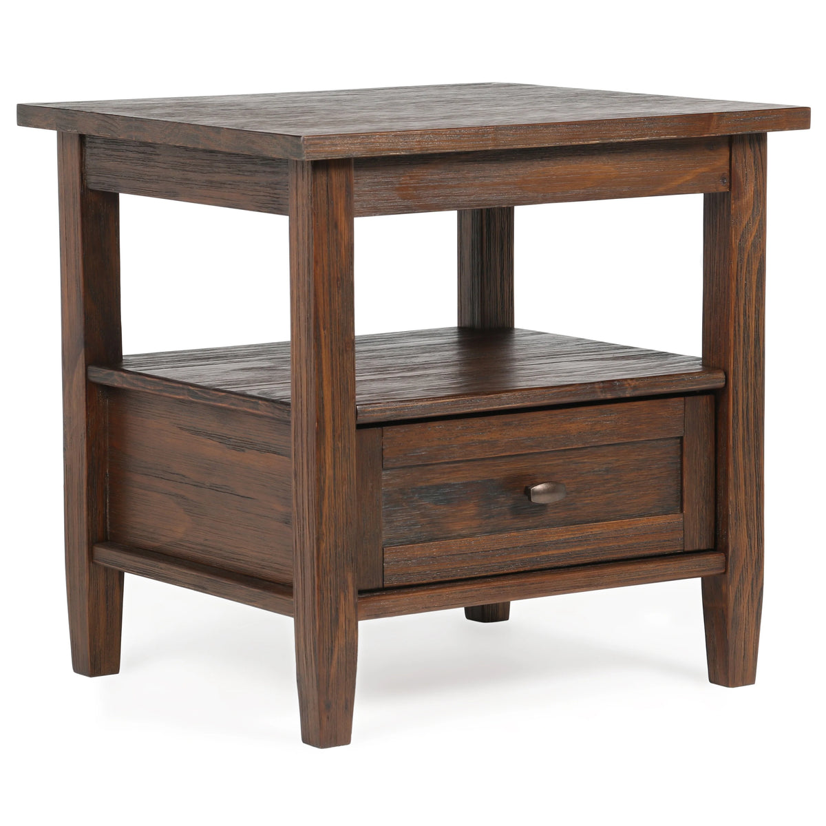 20 Inch Wide Solid Wood Rectangle End Table, Transitional Side Table